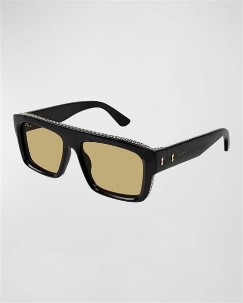 gucci rectangular sunglasses with crystals|Gucci acetate sunglasses.